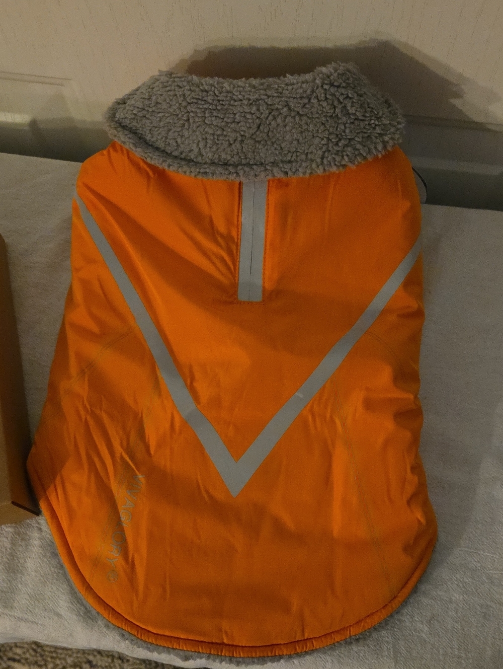 Vivaglory Reflective Orange Dog Coat with Sherpa Collar Size Small NWT